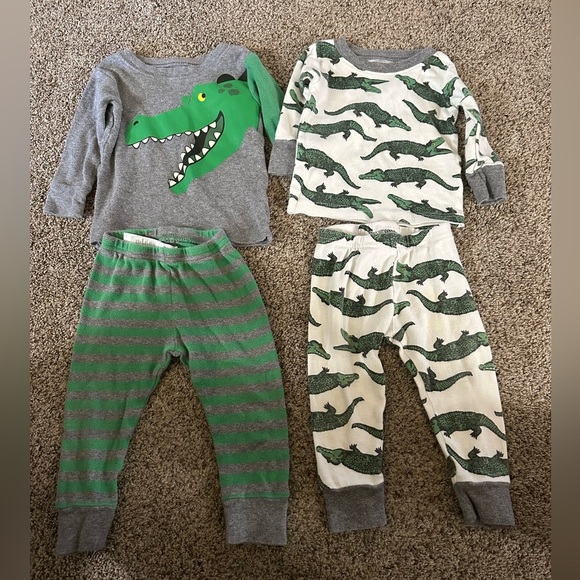 Baby Crocodile Pajama Set - Gray and Green - Picture 1 of 5